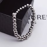 3 PCS Silver Stainless Steel Round Bead Bracelet(6mm)