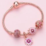 SL128 20cm Women Rose Gold Beaded Bracelet