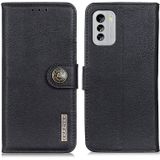 Voor Nokia G60 5G KHAZNEH Koeienhuid Textuur Horizontale Flip Lederen Telefoon Case (Zwart)