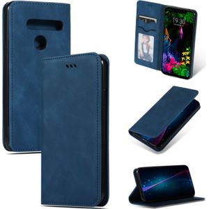 Retro huid voelen Business magnetische horizontale Flip lederen draagtas voor LG G8/LG G8 ThinQ (marineblauw)