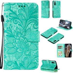 For Sony Xperia L4 Lace Flower Embossing Pattern Horizontal Flip Leather Case  with Holder & Card Slots & Wallet & Photo Frame & Lanyard(Green)