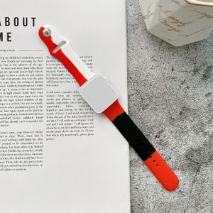 Silicone Color Matching Replacement Watchbands For Apple Watch Series 6 & SE & 5 & 4 44mm / 3 & 2 & 1 42mm(Red+White+Black)