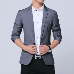 Men Casual Suit Self-cultivation Business Blazer  Size: XXXXL(Gray )