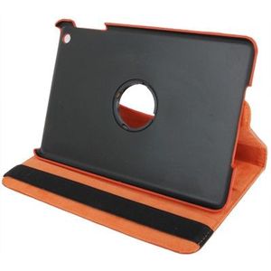 360 graden draaiend lederen hoesje met houder voor iPad mini 1 / 2 / 3 (Oranje)