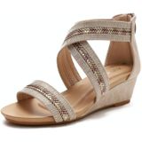 Dames Zomer Slope Heel Sandalen Anti-Slip Open-Toed Roman Style Schoenen  Maat: 41 (Abrikoos)