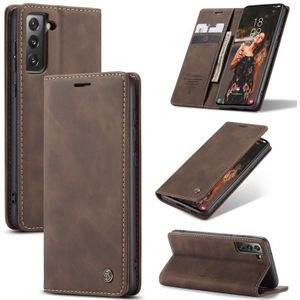 For Samsung Galaxy S21 FE CaseMe 013 Multifunctional Horizontal Flip Leather Case  with Card Slot & Holder & Wallet(Coffee)