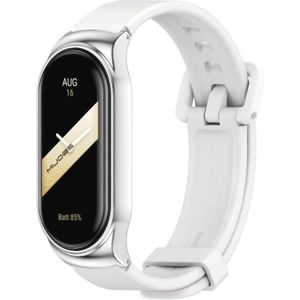 Voor Xiaomi Mi Band 8 Mijobs CS Case siliconen horlogeband (wit zilver)