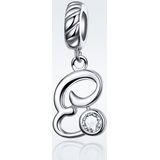 S925 Sterling Silver 26 English Letter Pendant DIY Bracelet Necklace Accessories  Style:E