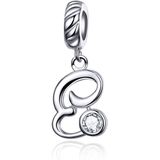 S925 Sterling Silver 26 English Letter Pendant DIY Bracelet Necklace Accessories  Style:E