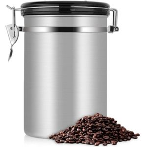 Coffee Container Stainless Steel Tea Storage Chests Black Kitchen Sotrage Canister Coffee Tea Caddies Teaware(Gray)