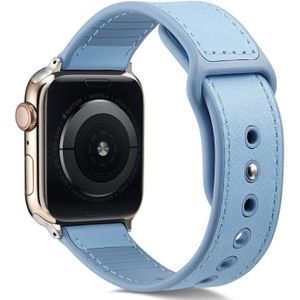 For Apple Watch Series 6 & SE & 5 & 4 40mm / 3 & 2 & 1 38mm Single Buckle TPU+ Genuine Leather Watchband(Blue)
