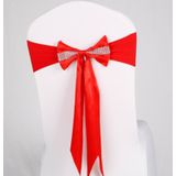 For Wedding Events Party Ceremony Banquet Christmas Decoration Chair Sash Bow Elastic Chair Ribbon Back Tie Bands Chair Sashes(Red)