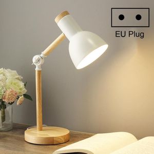 T1062 Dormitory Eye Protection Desk Lamp Bbedroom Bedside Wood Lamp  Power source: EU Plug(White)