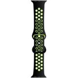 Butterfly Buckle Dual-tone Liquid Silicone Replacement Watchband For Apple Watch Series 7 & 6 & SE & 5 & 4 40mm  / 3 & 2 & 1 38mm(Black+Yellow)