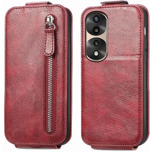 For Honor 70 Pro Zipper Wallet Vertical Flip Leather Phone Case (Rood)