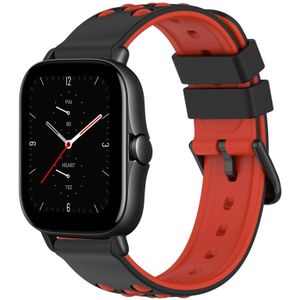 Voor Amazfit GTS 2E 20 mm tweekleurige poreuze siliconen horlogeband (zwart + rood)