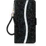 For Samsung Galaxy S8 Glitter Powder Horizontal Flip Leather Case with Card Slots & Holder & Lanyard(Black)
