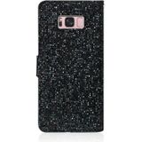 For Samsung Galaxy S8 Glitter Powder Horizontal Flip Leather Case with Card Slots & Holder & Lanyard(Black)