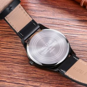 CAGARNY 6865 Fashion Dual Quartz Movement Wrist Watch with Genuine Leather Band(Black)