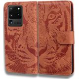 For Samsung Galaxy S20 Ultra Tiger Embossing Pattern Horizontal Flip Leather Case with Holder & Card Slots & Wallet(Brown)