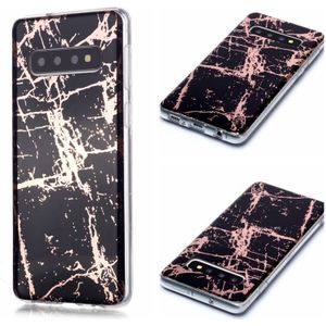 For Galaxy S10 Plating Marble Pattern Soft TPU Protective Case(Black Gold)