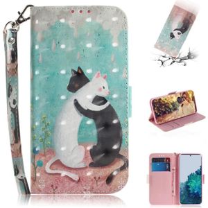 For Samsung Galaxy S30 3D Colored Drawing Horizontal Flip Leather Case with Holder & Card Slots & Wallet & Lanyard(Black White Cat)