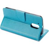 For Motorola Moto G (4rd gen) Plus Pressed Flowers Leather Case with Holder & Card Slots & Wallet(Blue)
