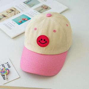 C0408 Spring Smiley Pattern Baby Peaked Cap Sunscreen Shade Baseball Hat  Size: 48-52cm(Pink)