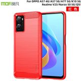 Voor OPPO A57 4G / A57 5G / A77 5G MOFI GENTLENDES SERIES Borstelde textuur Koolstofvezel Zachte TPU -behuizing