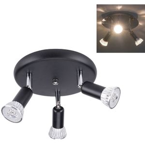 9W Round Three Head LED GU10 Ceiling Light Adjustable Mirror Front Spotlight  Emitting Color:Warm Light(Black)