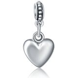 20 PCS Heart Shape Smooth Surface Bead Silvering Big Hole Charm Pendants Fit Necklace
