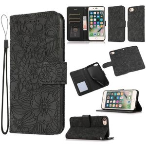 Skin Feel Embossed Sunflower Horizontal Flip Leather Case with Holder & Card Slots & Wallet & Lanyard For iPhone 6 / 6s(Black)