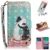 For Nokia 3.4 3D Colored Drawing Horizontal Flip Leather Case with Holder & Card Slots & Wallet & Lanyard(Black White Cat)