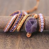 Women Handmade Boho Natural Amethyst Bracelet(Purple)