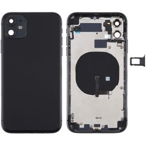 Battery Back Cover (with Side Keys & Card Tray & Power + Volume Flex Cable & Wireless Charging Module) for iPhone 11(Black)