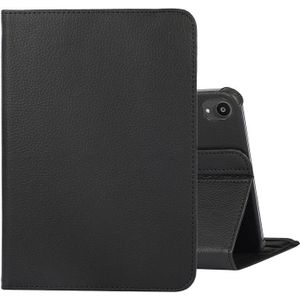 360 Degree Rotation Litchi Texture Flip Leather Case with Holder For iPad mini 6(Black)