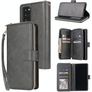 For Samsung Galaxy Note20 Ultra Zipper Wallet Bag Horizontal Flip PU Leather Case with Holder & 9 Card Slots & Wallet & Lanyard & Photo Frame(Black)