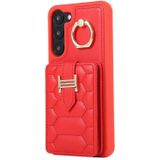 Voor Samsung Galaxy S23+ 5G Vertical Card Bag Ring Holder Phone Case met Dual Lanyard (Rood)