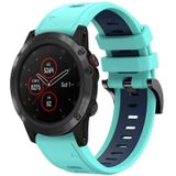 Voor Garmin Fenix 5X Plus 26mm tweekleurige sport siliconen horlogeband (mintgroen + blauw)