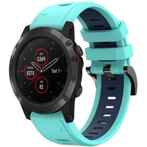 Voor Garmin Fenix 5X Plus 26mm tweekleurige sport siliconen horlogeband (mintgroen + blauw)