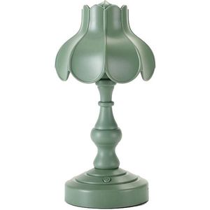 Retro Charging Table Lamp Bedroom Bed LED Eye Protection Light(LD05 Lotus Gray Green)