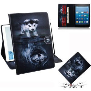 Wolf and Dog Pattern Horizontal Flip Leather Case for Amazon Kindle Fire HD 8 2015/2016/2017/2018  with Holder & Card Slot & Wallet