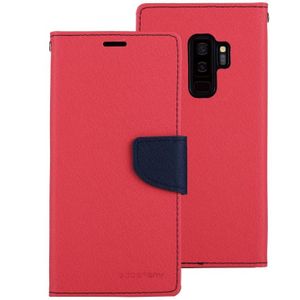 MERCURY GOOSPERY FANCY DIARY for Galaxy S9+ Cross Texture Horizontal Flip Leather Case with Card Slots & Wallet & Holder (Magenta)