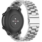 Applicable To Ticwatch Generation / Moto360 Second Generation 460 / Samsung GearS3 / Huawei GT Universal 22mm Stainless Steel Metal Strap Butterfly Buckle Three Beads(Silver)