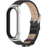 Voor Xiaomi Mi Band 7/7 NFC Mijobs CS Metal Case + MicroFiber Leather Watch Band (Black Silver)