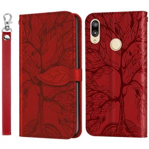 For Huawei P20 Lite Life of Tree Embossing Pattern Horizontal Flip Leather Case with Holder & Card Slot & Wallet & Photo Frame & Lanyard(Red)