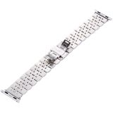 Voor Apple Watch 38mm verborgen Butterfly Buckle 7 parels roestvrij staal Watchband(Silver)