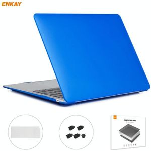 ENKAY 3 in 1 Matte Laptop Protective Case + EU Version TPU Keyboard Film + Anti-dust Plugs Set for MacBook Air 13.3 inch A2179 & A2337 (2020)(Dark Blue)