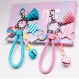4 PCS Cute Soft Clay Rainbow Keychain Student Schoolbag Lollipop Pendant  Colour: Pink Rope Rainbow