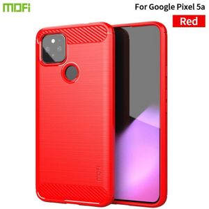 For Google Pixel 5a 5G MOFI Gentleness Series Brushed Texture Carbon Fiber Soft TPU Case(Red)